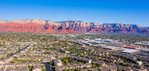 wide aerial shot of St George, Utah