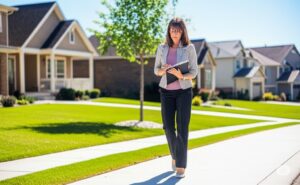 Boulder City HOA management company employee doing rounds of inspection at local community