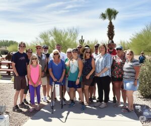 group photo of residents at a community park