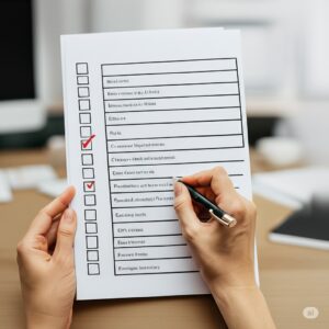 close-up of checklist for hiring an HOA Management Company in Mesquite
