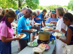residents enjoying a community picnic at a public park in Colorado