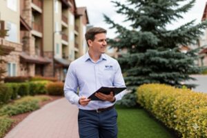 professional hoa operations manager doing inspections in community