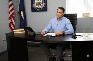 management employee reviewing paperwork for Salt Lake City community