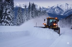 snow plow clearing a path for hikers in Vail, Colorado