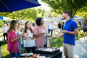 residents enjoying a barbecue event at a local park in Salt Lake City