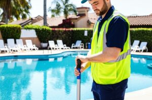 pool maintenance officer at work 