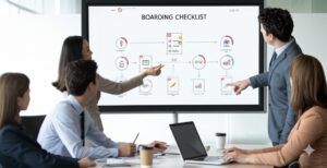 individuals meeting at an office setting about transitions and onboarding