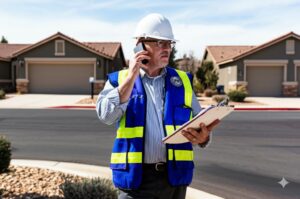 maintenance officer doing rounds at a St George neighborhood