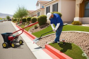 labor worker attending to homes in desert community